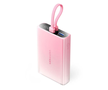 Powerbank Vention Powerbank 10000 mAh USB-C Lightning USB-A 22,5W różowy